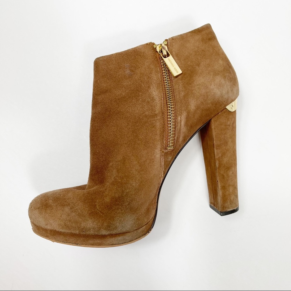 Michael Kors Haven Brown Cognac Suede Bootie 6.5 - Picture 7 of 9